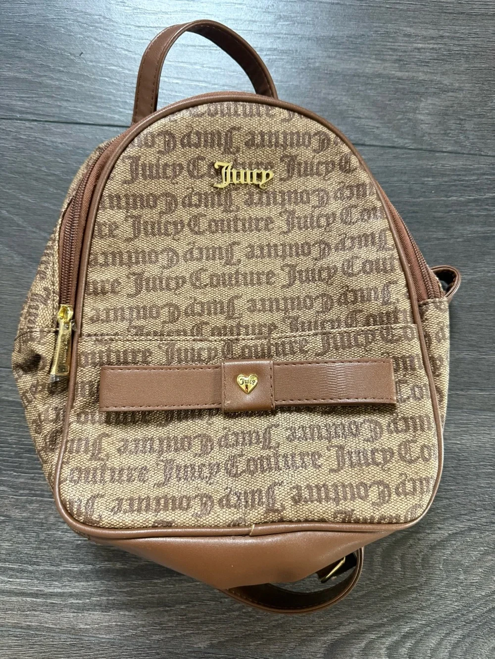 Juicy Couture Brown Logo Mini Bow Backpack